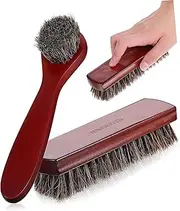 FRCOLOR 2Pcs Horsehair Shine Brush for Leather Shoes Boots Handle Shoe Cleaning Brush for Furniture Car Upholstery Polishing Dust Removal