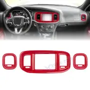 Red Carbon Style Dash Screen Air Vent Outlet Cover For Dodge Charger 2015-2023