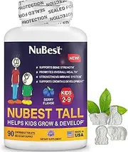 [NuBest] Tall Kids - Helps Kids Grow & Develop Healthily - Immunity & Bone Strength Support - Multivitamins & Minerals for Kids Ages 2 to 9 - Animal Shapes - 90 Chewable Berry Tablets | 1.5 Month Supply