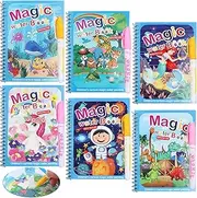 6 Pack Magic Water Coloring Book, Magic Painting Books with Water Pen Mess Free Coloring Books for Toddler 2-4Years Reusable Coloring Book-Children 3+