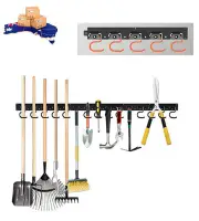 64"Garden Tool Storage Rack Basements Hold Tidy Shed Organizer Metal Hook Fixing