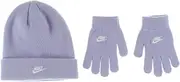 [Nike] 2-Piece Lurex Beanie and Gloves Boys Clothing Set Size OSFM, Color: Purple/Purple Pulse