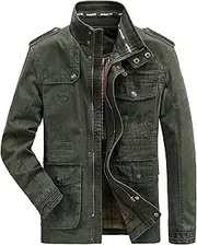 [MERCIYD] Men's transition jacket, cargo jacket, men's stand-up collar, cotton jacket, multi pockets, army jacket, winter jacket, autumn jacket, casual windbreaker