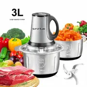 3L High Power Food Processors, Meat Grinder Electric, 304Stainless Steel Meat Blender Food Chopper For Meat, Vegetables, Fruits And Nuts With 4 Sha...