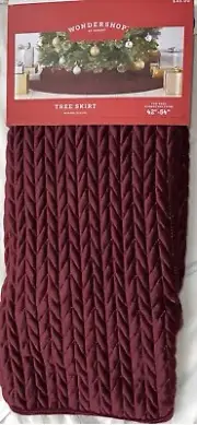 Wondershop Target 48" Burgundy Quilted Tree Skirt Red And Gold Stitches New