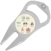 Travel Cities Golf Ball Marker Divot Repair Tool Bottle Opener