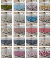 Ambesonne Romatic Floral Bedskirt Elastic Wrap Around Skirt Gathered Design
