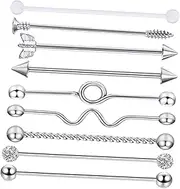 [SAFIGLE] Comfort Industrial Ear Studs Barbell Earring Piercing Set Stainless Steel Arrow Screw Design for Men Women