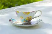 Grace Teaware Shabby Rose Fine Porcelain Tea Cup and Saucer