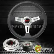 SILVER 2.5" DEEP DISH STEERING WHEEL & QUICK RELEASE FOR ACURA INTEGRA 1990-1993