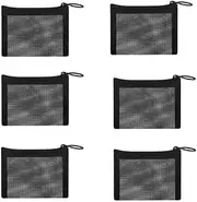 GYWHOOFT 6 Pcs Mesh Makeup Bag Black Mesh Zipper Pouch,Mini Zipper Mesh Bags Small Mesh Pouch Black Mesh Zipper Pouch Nylon Mesh Coin Purse Clear Portable Cosmetic Case