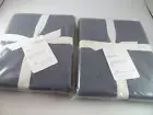 NEW 2 POTTERY BARN PILLOW SHAM STANDARD TRIANGLE STITCH WASHED BLUE COTTON 26X20