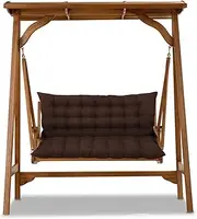 Outdoor High Back Bench Cushion with Backrest Swing Seat Cushion for Patio Furniture Lounger Pad Wood Bench Replacement Seat Mat for Backyard 150*100*8cm Brown