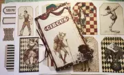 Junk Journal Booklet "VICTORIAN CIRCUS" HANDMADE Cards, Pockets, LG 9X6 40PGS