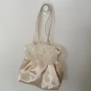 Bride Bag Evening Bag Handbag M Pompom Satin Light Cream/Ivory