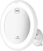 Fantasia® Beauty Makeup Mirror with Lighting - 10x Magnification & LED Light - Make Up Mirror - Ideal for Precise Makeup & Shaving - Cosmetic Mirror with Suction Cup for Bathroom & Travel