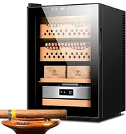 [ZyKnaurral] Electric Cigar Humidor/Humidity Control Cabinet, 50l Capacity Electric Cigar Cabinet with Combined Shelf and Cedar Cigar Basket, Presents for Men,B