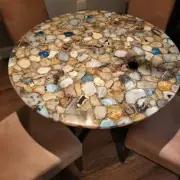 36" Round Agate Stone Coffee Table Handmade Gemstone Countertop Home Decors