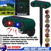 Solar Sensor Alarm Lamp Animal Motion Detector Ultrasonic Flashing Light Warning