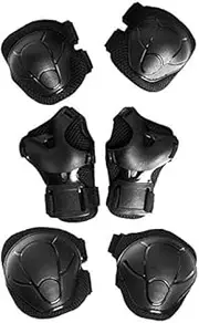 6 Pack Kids/Youth Knee Pad Elbow Pads Wrist Guards Protective Gear Set for Roller Skates Cycling BMX Bike Skateboard Inline Skatings Scooter (Black)