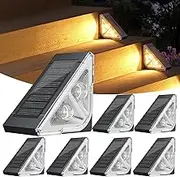 Solar Step Lights Outdoor, 6 Pack LED Warm White, Waterproof Deck Lights for Stairs, Patio, Driveway,Solar Seven Color Step Light(6)