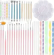 38 Pieces Detail Paint Brushes Acrylic Ball Stylus Dotting Pen Tools Set with Painting Palette for Rocks Painting, Coloring, Nail Art, Drawing and Drafting