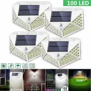 100LED Solar Powered Wall Light Motion Sensor Outdoor Garden Yard Security Lamp