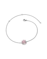 Genevive Silver CZ Daisy Flower Charm Ankle Bracelet