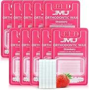 JMU 10 Pack Orthodontic Wax, Precut Braces Wax 50 Orthodontic Strips, Dental Wax Braces Strawberry Flavored