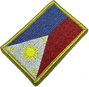 [BR44] BP0218V01 Philippines Flag Embroidered Patch Gold Border Uniform Kart Kimono, Hook Fasteners Attach to Tactical Hats and Gears