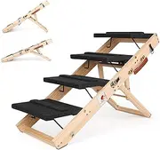Reddgoose Adjustable Dog Ramp, Portable Folding Pet Stairs for Small&Medium Dog with Non-Slip Surface, 2 Adjustable Height from 12.9'' to 18.3'', Rated 120LBS, Dog Steps for Beds, Sofa, Couch