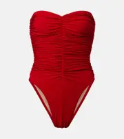 [Norma Kamali] Norma Kamali Marissa Slinky ruched swimsuit AU 10 red