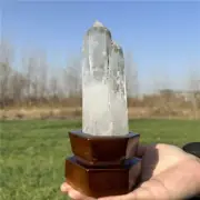 High quality 0.57kg Natural Clear quartz Obelisk Crystal Wand Point Tower+ Stand