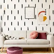 SHYJSHYJ Black Thick Irregular Line Vinyl Abstract Wall Decals, Peel and Stick Modern Boho Stickers, 120 Upright Stripes for Kids Nursery Bedroom Living Room Farmhouse Decor