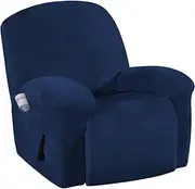Smarcute Velvet Recliner Cover Sofa Slipcover Plush Couch Cover Strapless Sofa Furniture Protector, High Spandex Slipcover/Lounge Cover, Slip Resistant (Navy, 1 Seater)