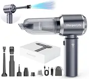 [Sharperlife] Car Vacuum Cleaner, 15000PA Suction, 3 * 2000mAh Battery, Type-C Rechargeable, Handheld Vacuum Cordless for Car, Home, Camping