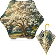 [ODAWA] Childrens Umbrella Boys Magnolia Tree Spring Kids Umbrellas, Classic Umbrella with Hook Handle