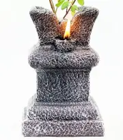 Tulsi Planter/Pot Made of Clay Indoor & Out Door_ Stone Texture, Small (Black) 1