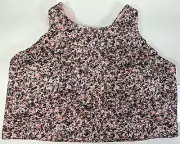 ATHLETA Womens Plus Workout Crop Top sz 2X Pink Splatter Slvlss Built-In-Bra NWT