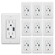 10Pcs Quick Charging 6.5A USB Type C Outlet Home Replacement GaN Power Delivery