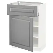 METOD / MAXIMERA base cabinet with drawer/door, white/Bodbyn grey, 60x37x80 cm