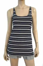ONLY HEARTS Striped Navy White Skinny Tank L NEW WITH TAGS
