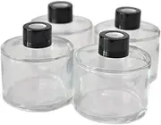 Ougual Set of 4 Cylindrical Glass Bottles 7.6cm High Jar 150ml Home Fragrance Essential Oils Diffuser Accessories