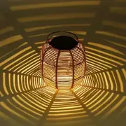 Outdoor Solar Lantern Hanging Lights Outdoor Tabletop Lamp Rattan Natural Lantern for Pathway Courtyard Patio Stair Garden