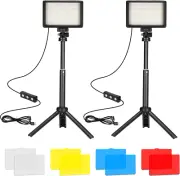 LED Video Light 2-Pack, 5600K Dimmable USB Photography Lighting Camera Lights wi