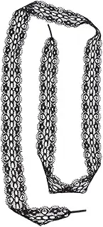 [COMPUKAS] 1 Pair Elastic Floral Pattern Lace Trim Shoelaces Black Ribbon Lace for Shoes Decorative for Sneakers and Dress Footwear