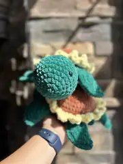 Handmade Sunflower/Daisy Turtle Cute Amigurumi Crocheted Plushie