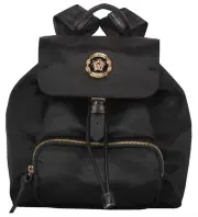 NWT Versace La Medusa Logo Nylon Black Small Drawstring Flap Backpack Bag $1395