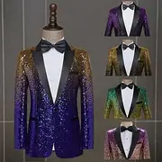 Disco 1980s Lapel Collar Blazer Disco Sequins Men's Halloween Masquerade Party Club Pride Parade Adults' Coat Fall Winter