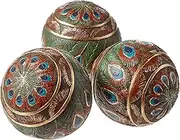 Peacock Feathered Orbs Decorative Accent Balls (Set of Three) [Kitchen]